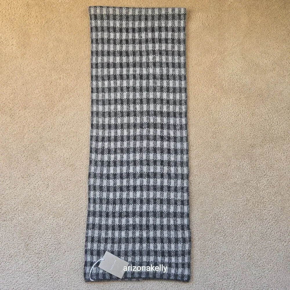 NWT Everlane Alpaca Patterned Scarf Grey Check Knit